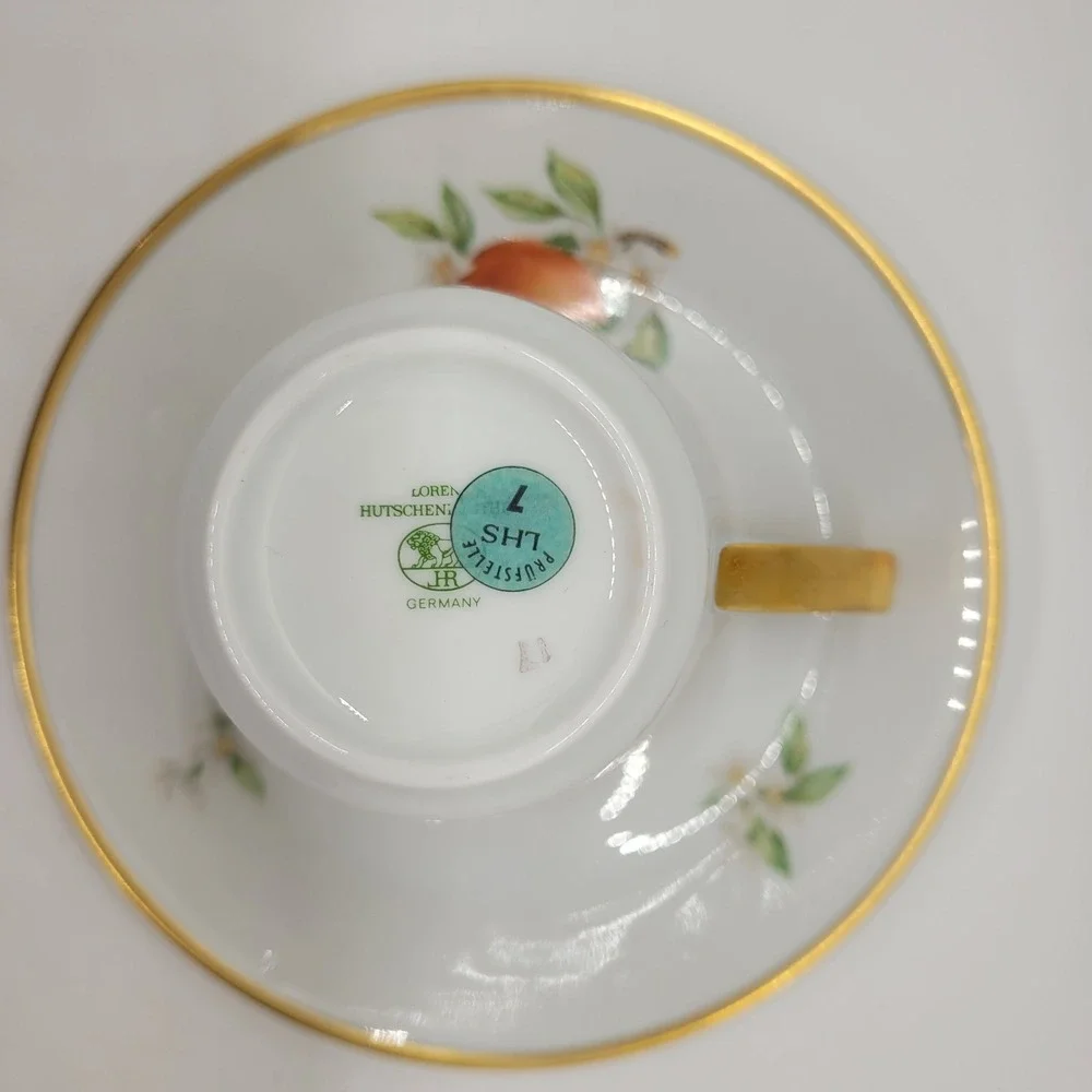 Hutschenreuther Noblesse Pasco Demitasse Cup Saucer Set Orange Gold Germany‎